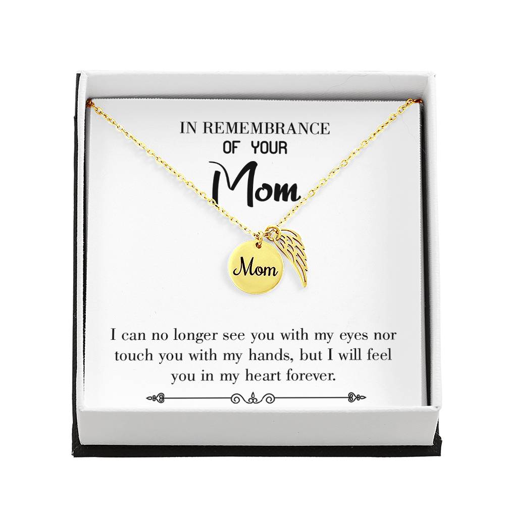 In My Heart Forever White Mom Remembrance Necklace Angel Wing Charm, Stainless Steel 18-22'' Chain-Express Your Love Gifts