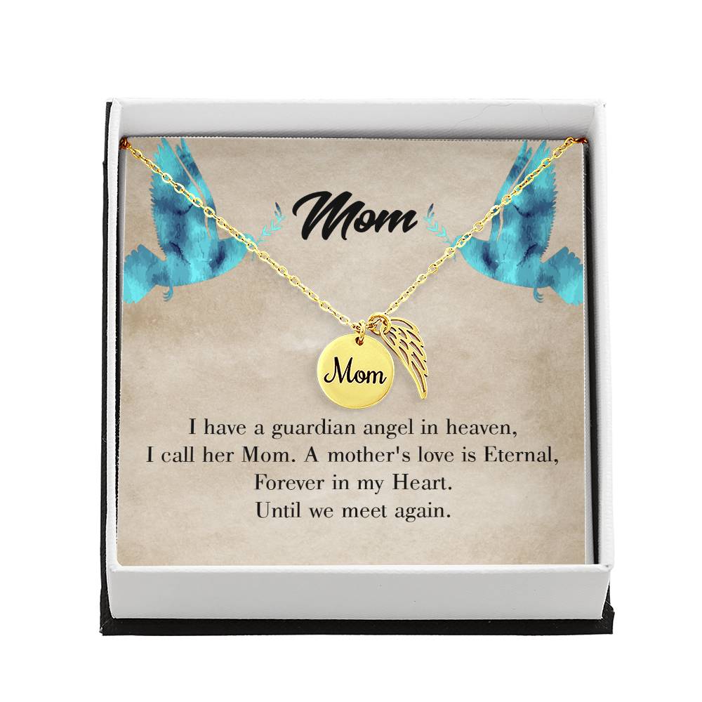 Mother'S Love Is Eternal Mom Remembrance Necklace Angel Wing Charm, Stainless Steel 18-22'' Chain-Express Your Love Gifts