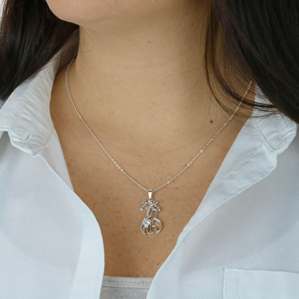 To My Daughter My Daughter is My Biggest Mother's Treasure Gold/Silver Giraffe Necklace with Message Card & Cubic Zirconia-Express Your Love Gifts