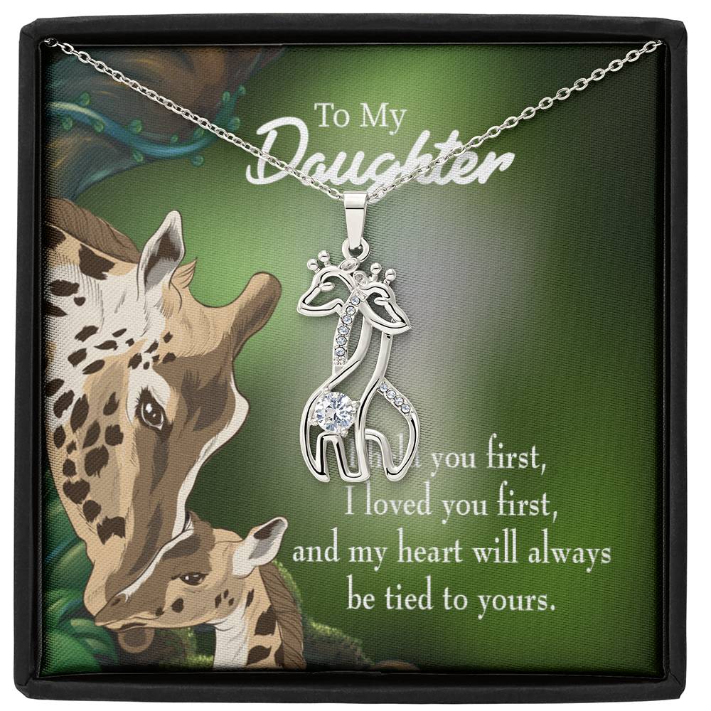 To My Daughter Tied To You Mother&#39;s Treasure Gold/Silver Giraffe Necklace with Message Card &amp; Cubic Zirconia-Express Your Love Gifts