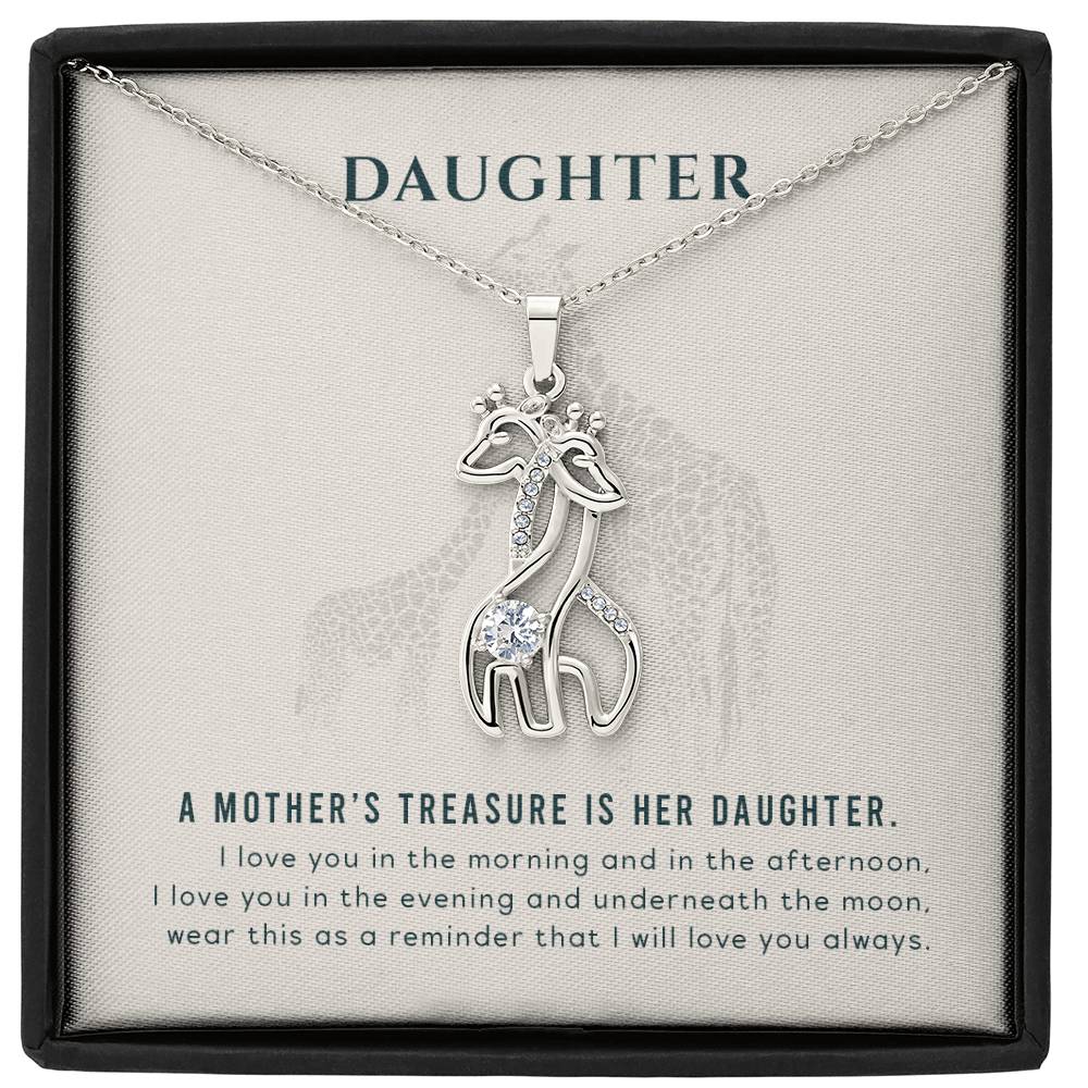 To My Daughter A Mother&#39;s Treasure Mother&#39;s Treasure Gold/Silver Giraffe Necklace with Message Card &amp; Cubic Zirconia-Express Your Love Gifts