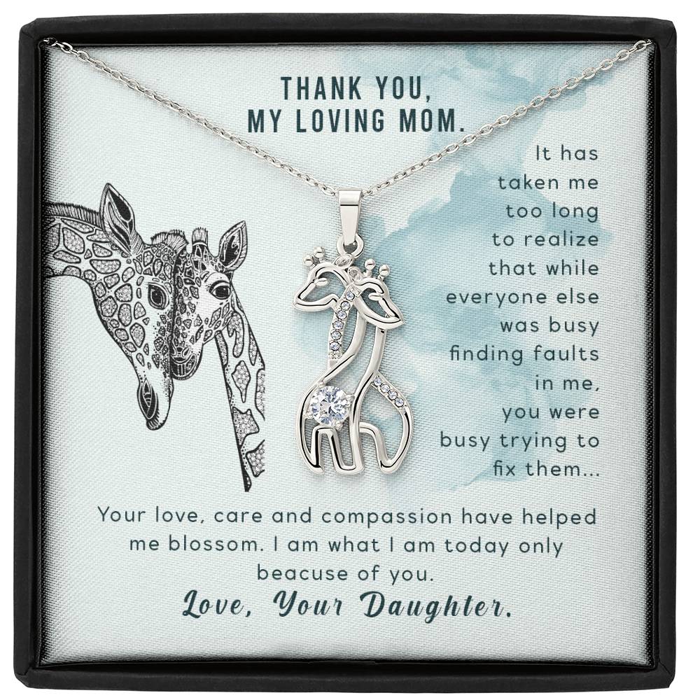 To My Mom It Has Taken Me Mother&#39;s Treasure Gold/Silver Giraffe Necklace with Message Card &amp; Cubic Zirconia-Express Your Love Gifts