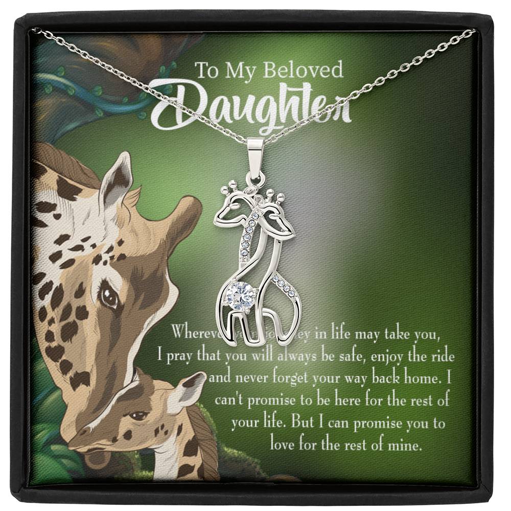 Daughter Mom Love Is Eternal Mother&#39;s Treasure Gold/Silver Giraffe Necklace with Message Card &amp; Cubic Zirconia-Express Your Love Gifts