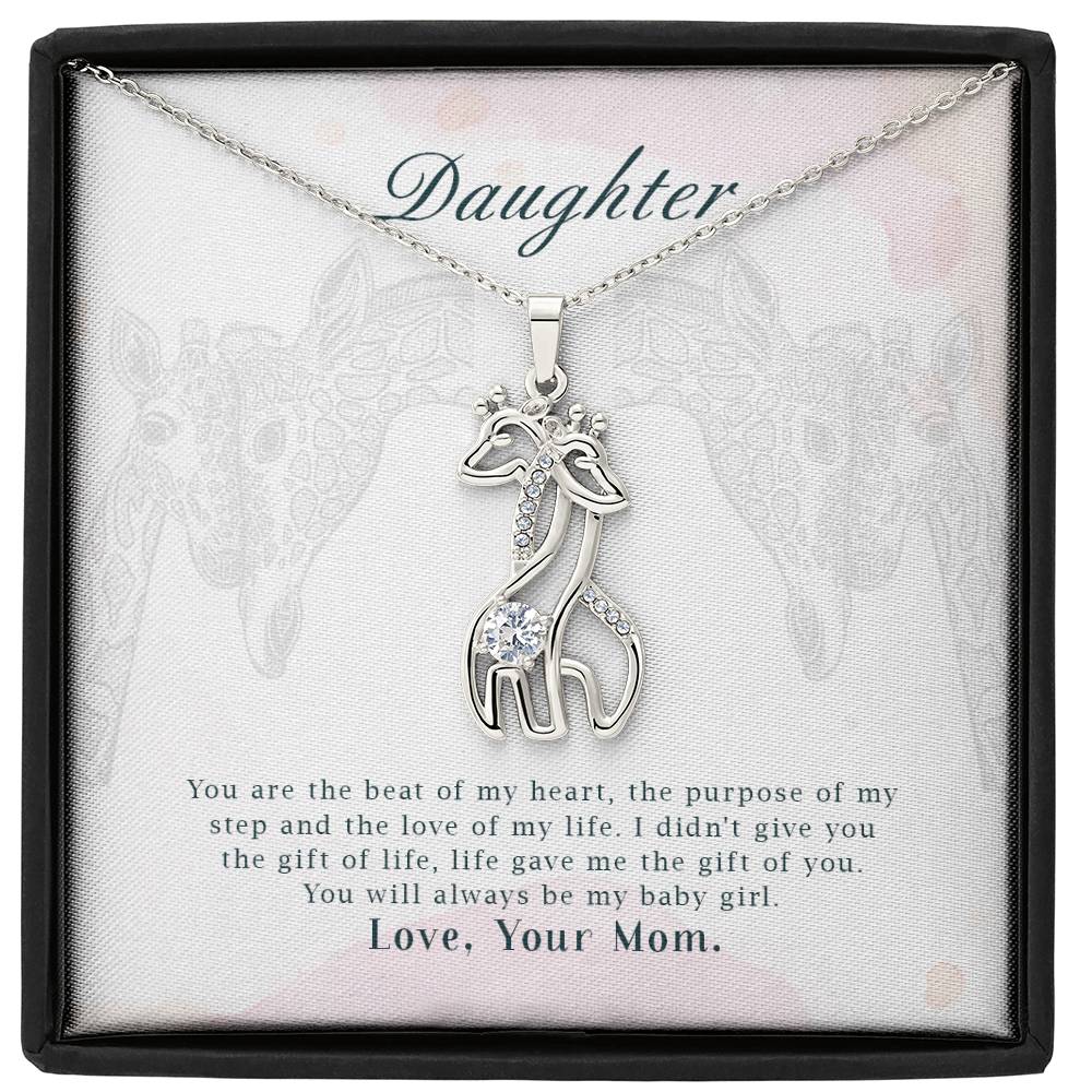 To My Daughter You Are The Beat Mother&#39;s Treasure Gold/Silver Giraffe Necklace with Message Card &amp; Cubic Zirconia-Express Your Love Gifts