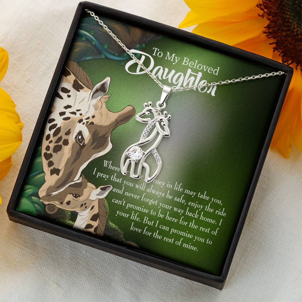 Daughter Mom Love Is Eternal Mother's Treasure Gold/Silver Giraffe Necklace with Message Card & Cubic Zirconia-Express Your Love Gifts