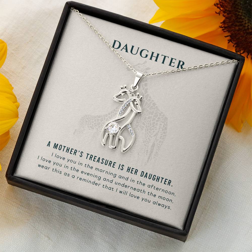 To My Daughter A Mother's Treasure Mother's Treasure Gold/Silver Giraffe Necklace with Message Card & Cubic Zirconia-Express Your Love Gifts