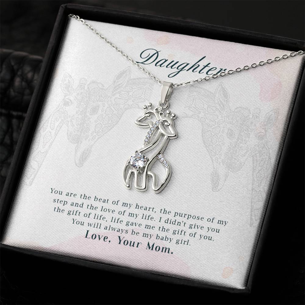 To My Daughter You Are The Beat Mother's Treasure Gold/Silver Giraffe Necklace with Message Card & Cubic Zirconia-Express Your Love Gifts