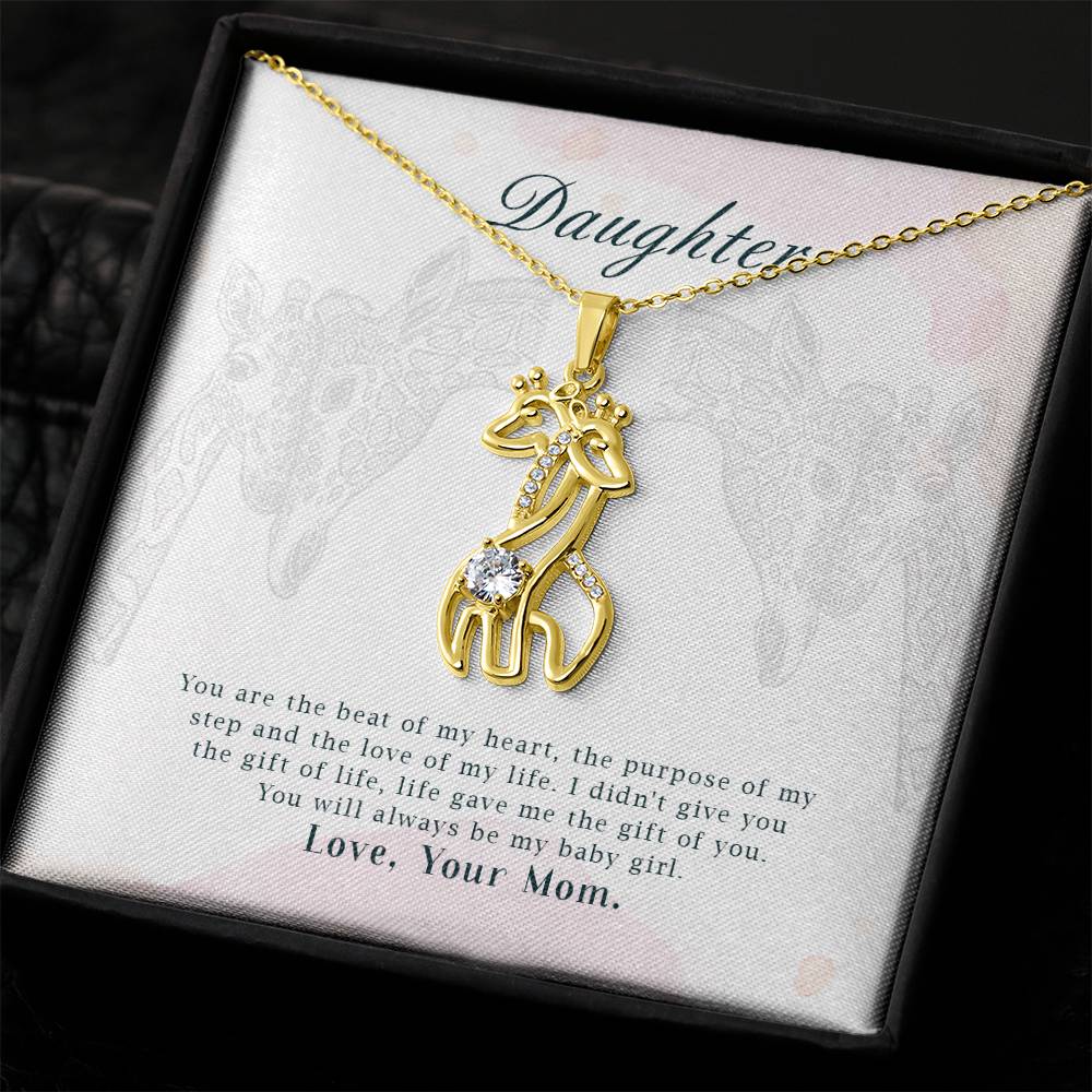 To My Daughter You Are The Beat Mother's Treasure Gold/Silver Giraffe Necklace with Message Card & Cubic Zirconia-Express Your Love Gifts