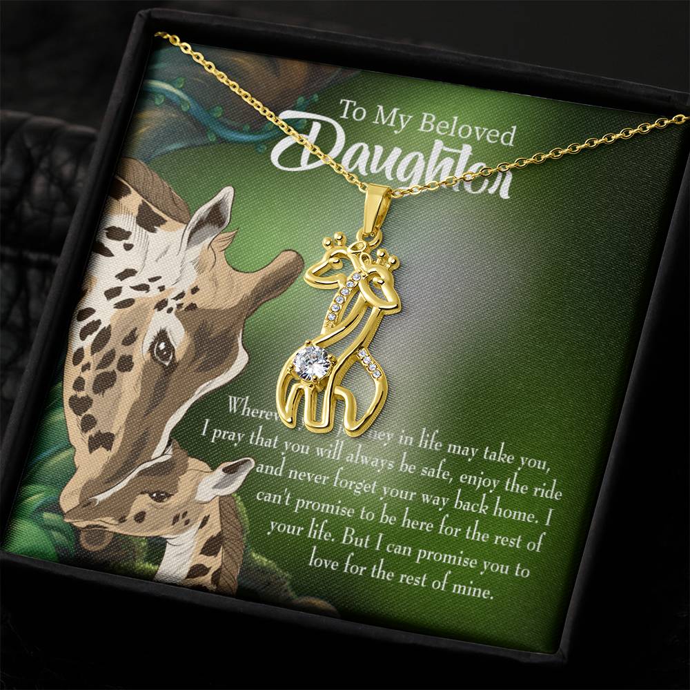 Daughter Mom Love Is Eternal Mother's Treasure Gold/Silver Giraffe Necklace with Message Card & Cubic Zirconia-Express Your Love Gifts