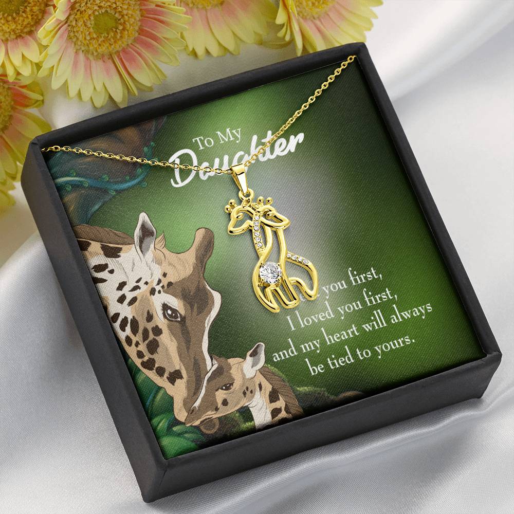 To My Daughter Tied To You Mother's Treasure Gold/Silver Giraffe Necklace with Message Card & Cubic Zirconia-Express Your Love Gifts