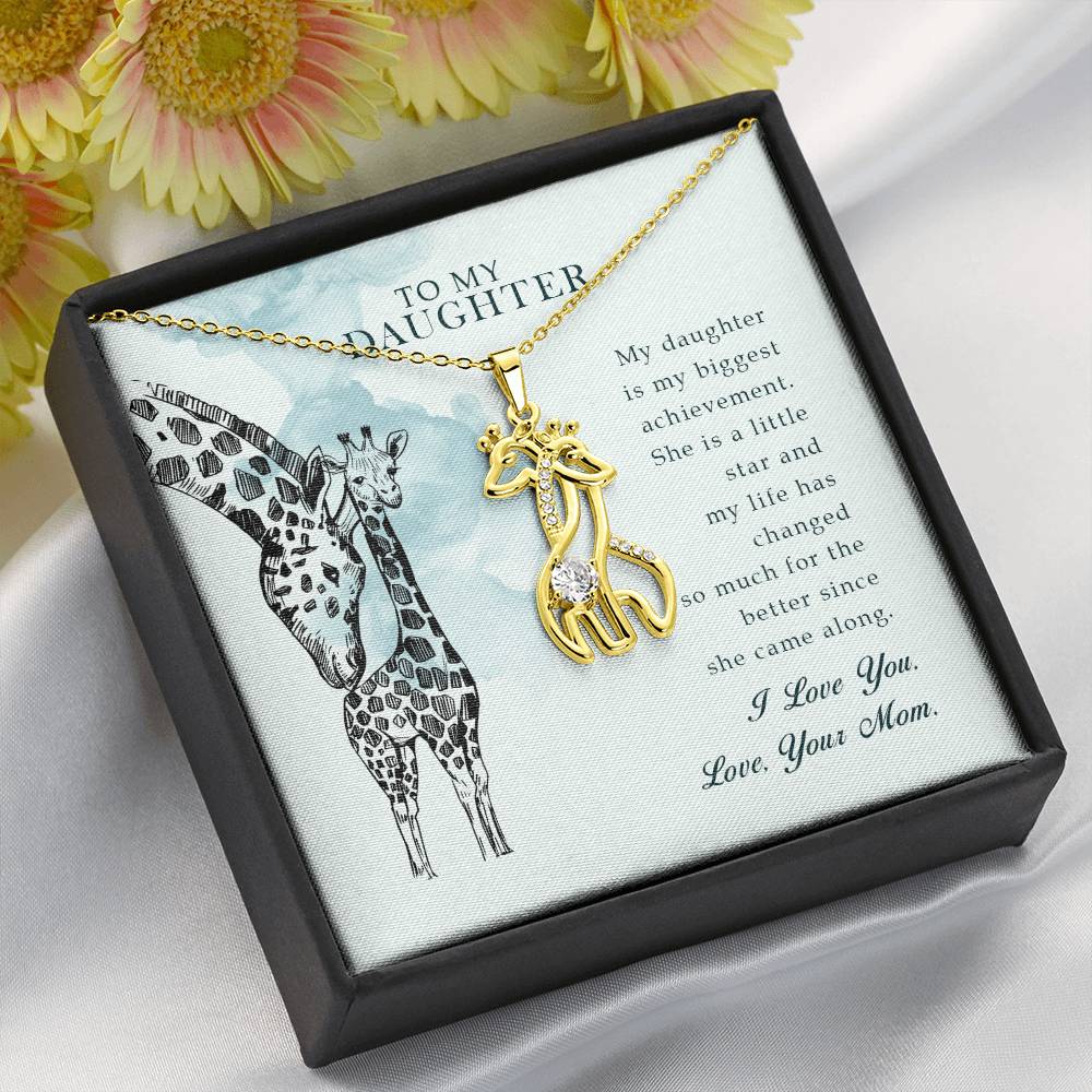 To My Daughter My Daughter is My Biggest Mother's Treasure Gold/Silver Giraffe Necklace with Message Card & Cubic Zirconia-Express Your Love Gifts