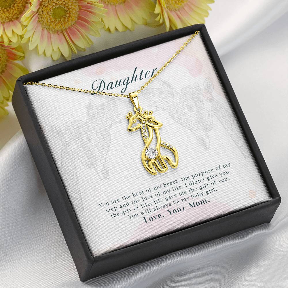 To My Daughter You Are The Beat Mother's Treasure Gold/Silver Giraffe Necklace with Message Card & Cubic Zirconia-Express Your Love Gifts