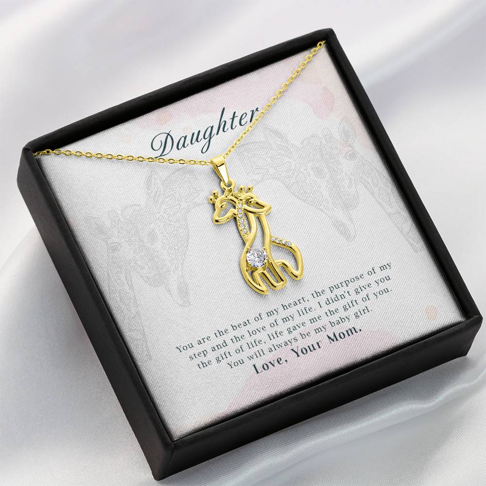 To My Daughter You Are The Beat Mother's Treasure Gold/Silver Giraffe Necklace with Message Card & Cubic Zirconia-Express Your Love Gifts