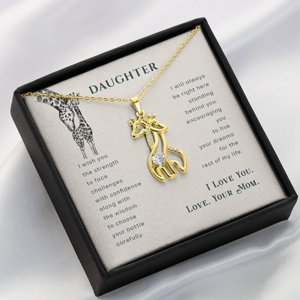 To My Daughter I Wish Mother's Treasure Gold/Silver Giraffe Necklace with Message Card & Cubic Zirconia-Express Your Love Gifts