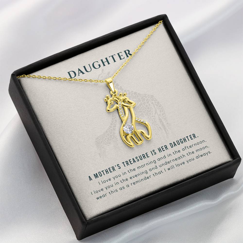 To My Daughter A Mother's Treasure Mother's Treasure Gold/Silver Giraffe Necklace with Message Card & Cubic Zirconia-Express Your Love Gifts