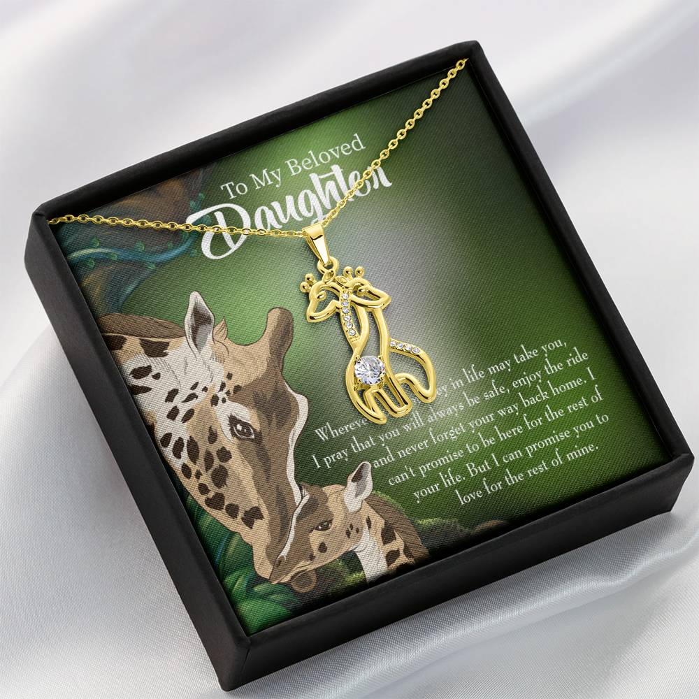 Daughter Mom Love Is Eternal Mother's Treasure Gold/Silver Giraffe Necklace with Message Card & Cubic Zirconia-Express Your Love Gifts