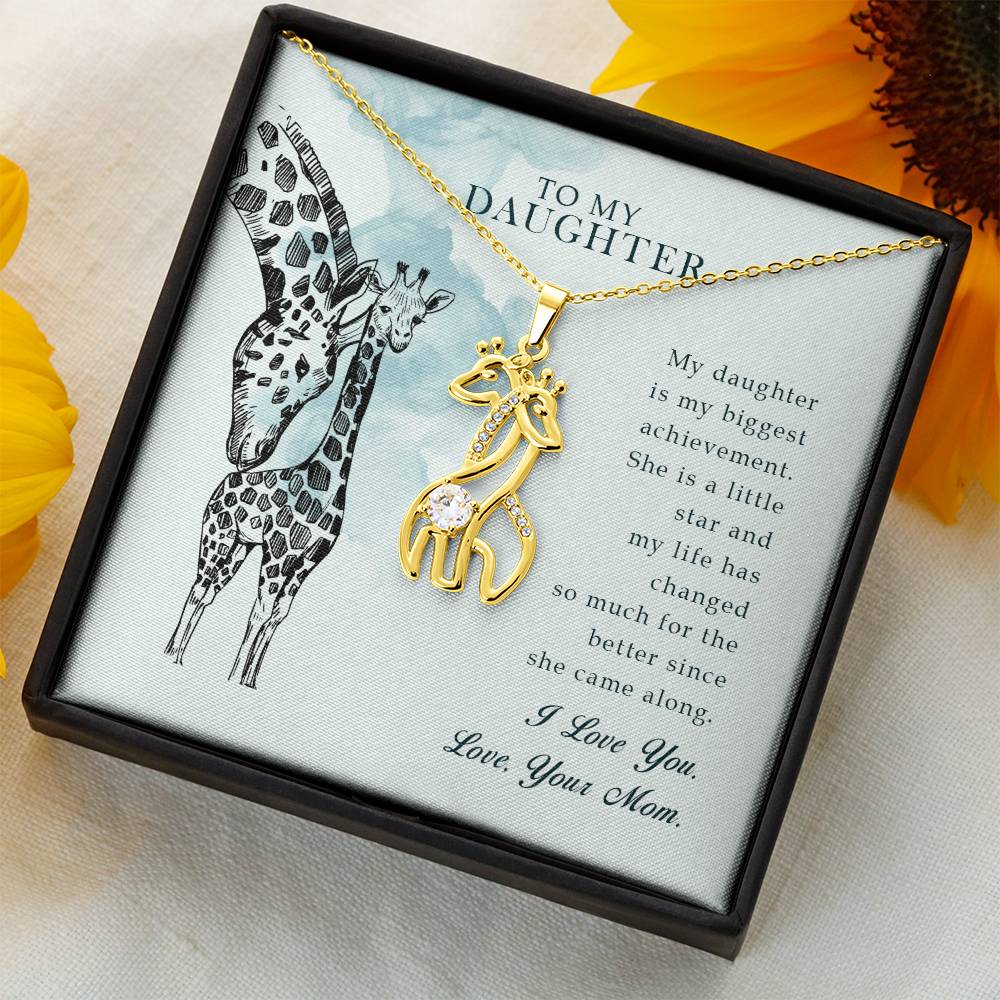 To My Daughter My Daughter is My Biggest Mother's Treasure Gold/Silver Giraffe Necklace with Message Card & Cubic Zirconia-Express Your Love Gifts