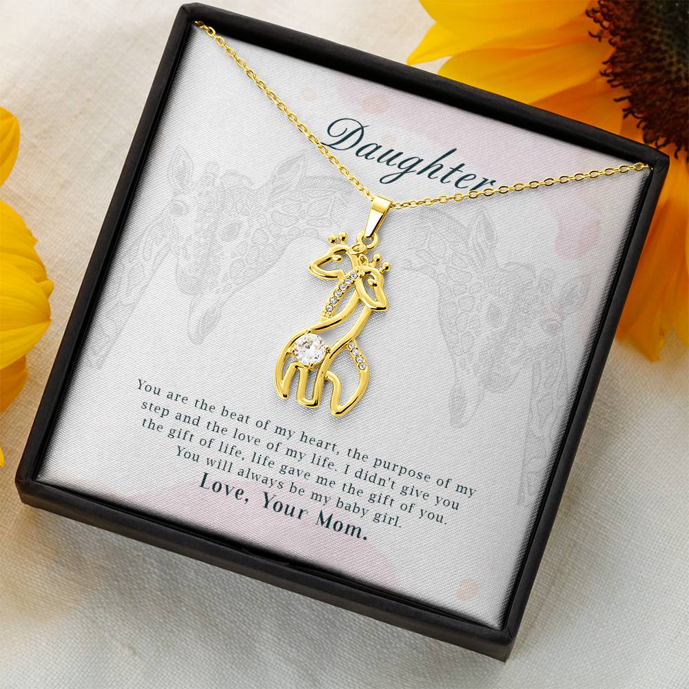 To My Daughter You Are The Beat Mother's Treasure Gold/Silver Giraffe Necklace with Message Card & Cubic Zirconia-Express Your Love Gifts