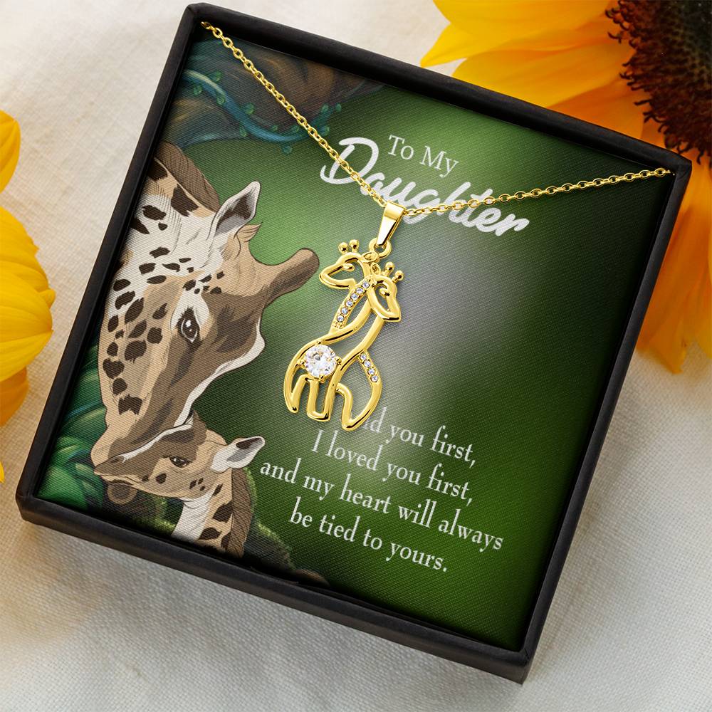 To My Daughter Tied To You Mother's Treasure Gold/Silver Giraffe Necklace with Message Card & Cubic Zirconia-Express Your Love Gifts