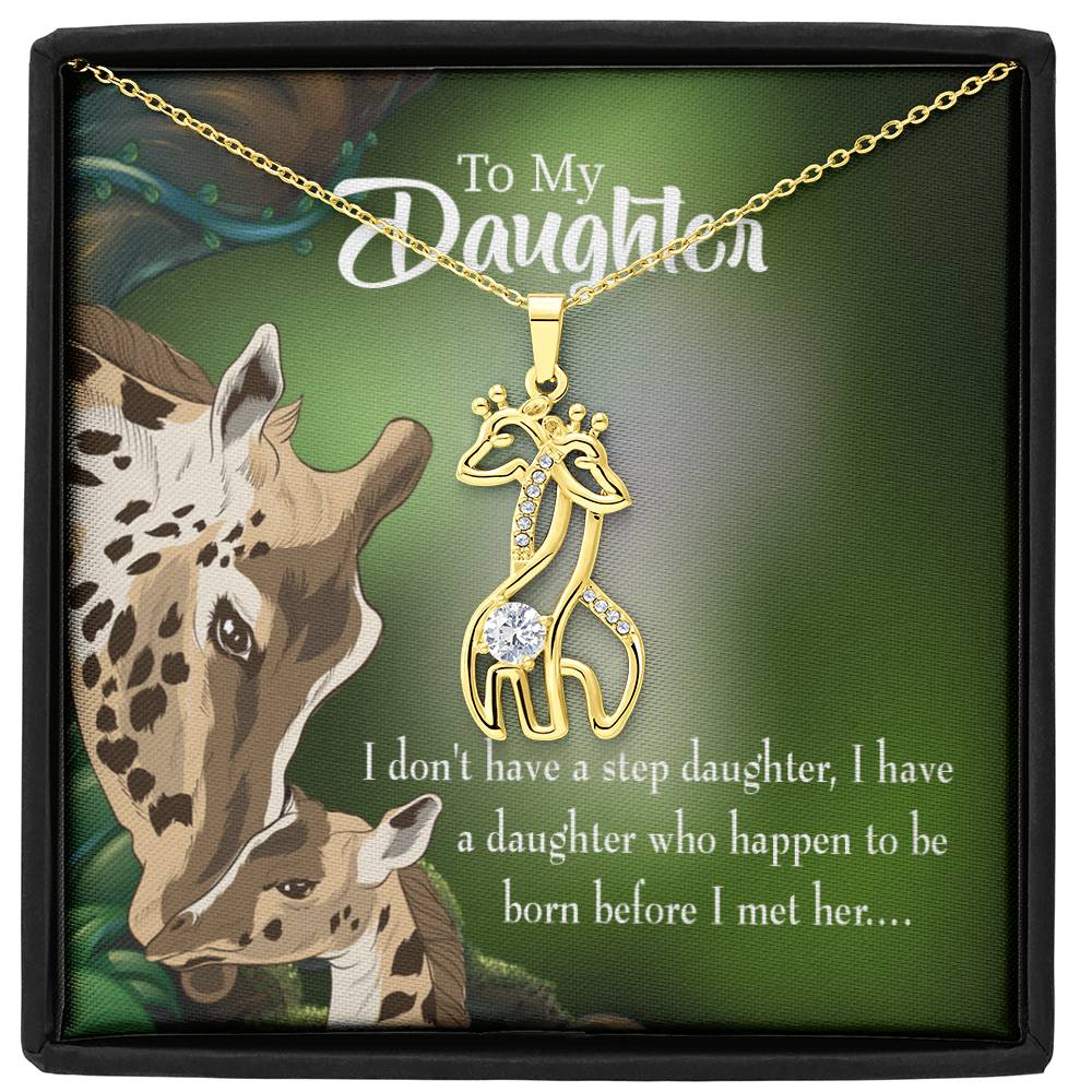 To My Bonus Daughter Born Before Mother's Treasure Gold/Silver Giraffe Necklace with Message Card & Cubic Zirconia-Express Your Love Gifts