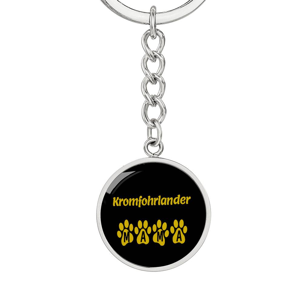 Kromfohrlander Mama Circle Keychain Stainless Steel or 18k Gold Dog Mom Pendant-Express Your Love Gifts