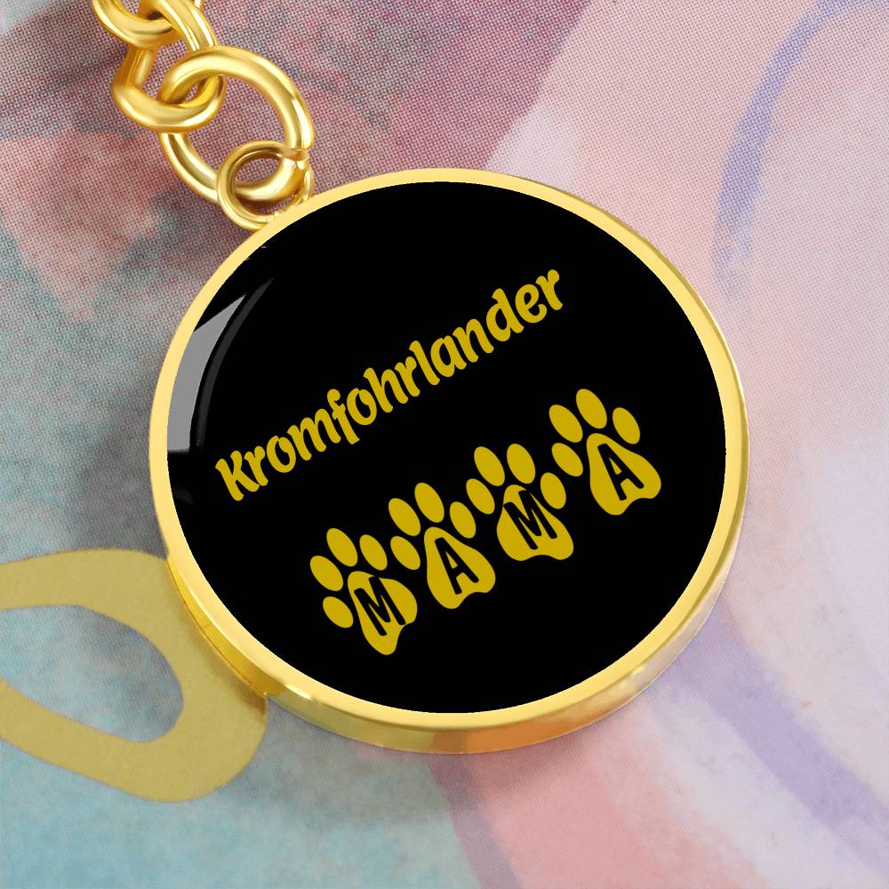 Kromfohrlander Mama Circle Keychain Stainless Steel or 18k Gold Dog Mom Pendant-Express Your Love Gifts