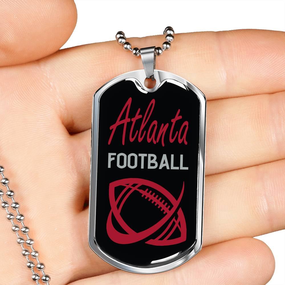 Atlanta Fan Dog Tag Stainless Steel or 18k Gold 24" Chain - Express Your Love Gifts