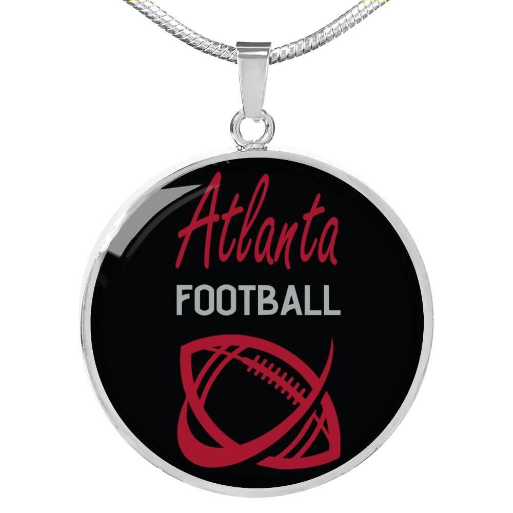 Atlanta Football Fan  Circle Pendant Necklace Stainless Steel or 18k Gold 18-22" - Express Your Love Gifts