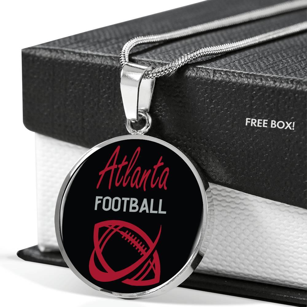 Atlanta Football Fan  Circle Pendant Necklace Stainless Steel or 18k Gold 18-22" - Express Your Love Gifts