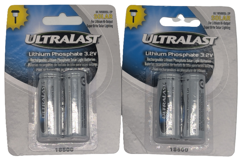 ULTRALAST 18500 LiFePO4 Rechargeable Batteries 3.2V 1000mAh 4-Pack-Express Your Love Gifts