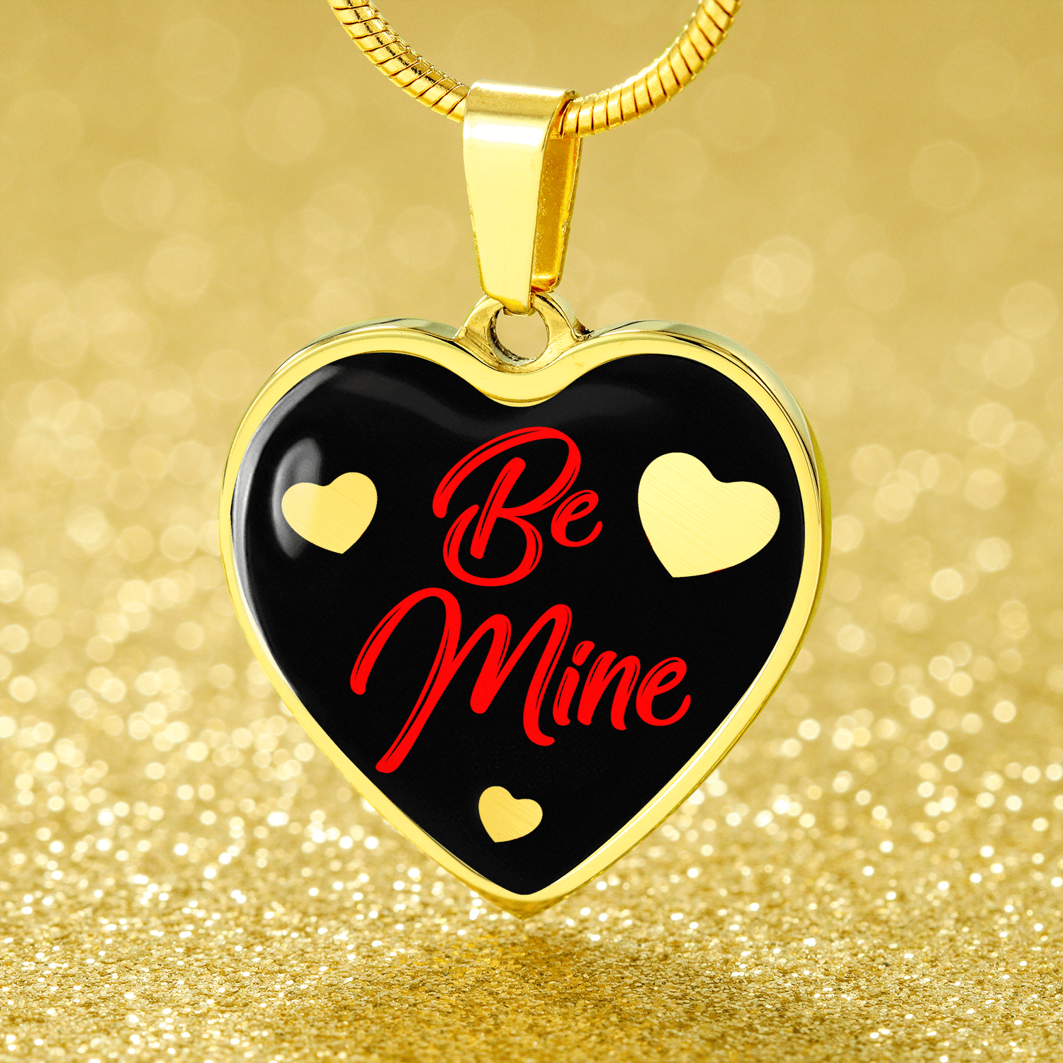 Be Mine Necklace Stainless Steel 18k Gold Heart Pendant 18-22" - Express Your Love Gifts