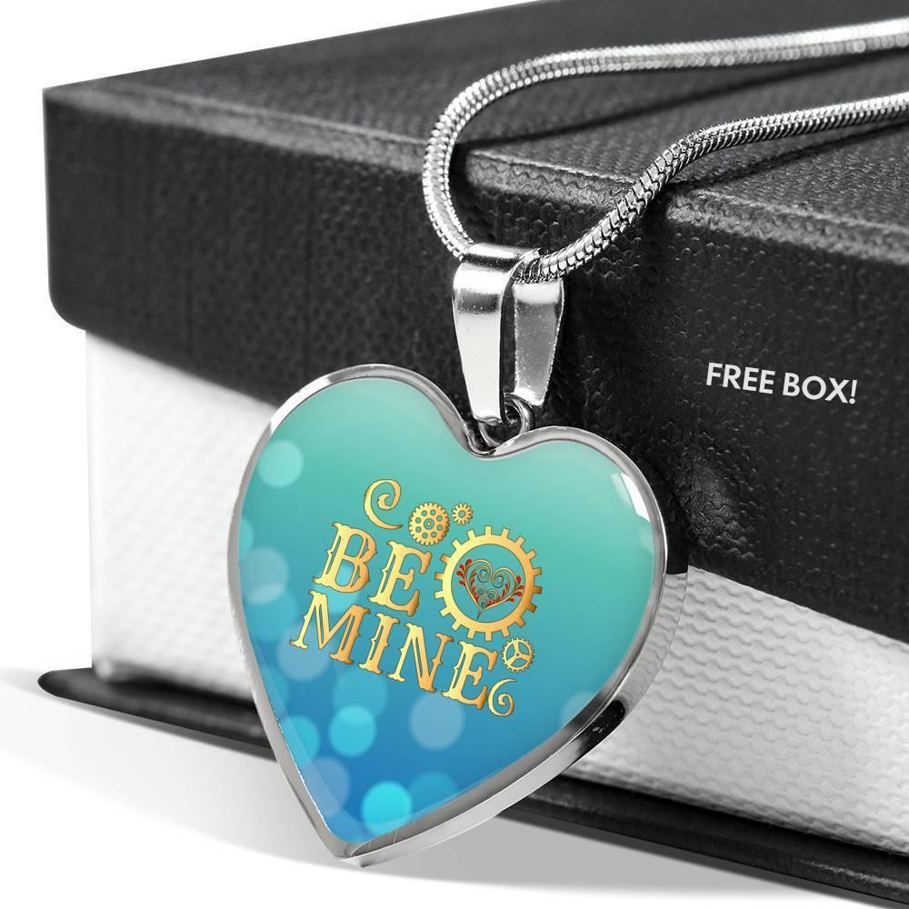 Be Mine Necklace Stainless Steel or 18k Gold Heart Pendant 18-22" - Express Your Love Gifts