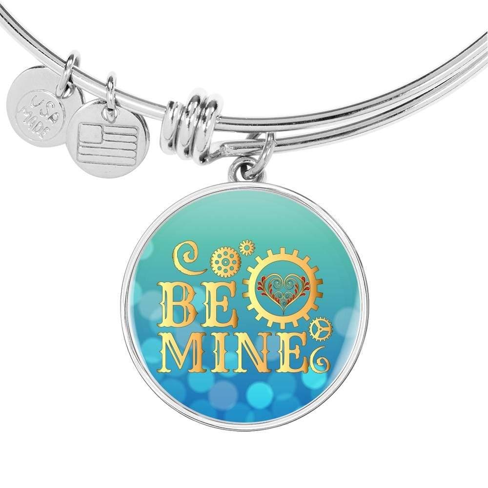 Be Mine Stainless Steel or 18k Gold Circle Bangle Bracelet - Express Your Love Gifts