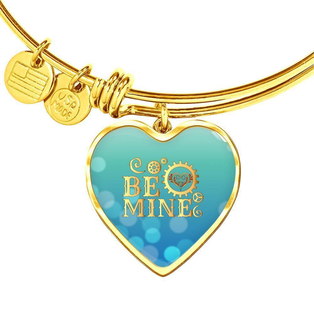 Be Mine Stainless Steel or 18k Gold Heart Bangle Bracelet - Express Your Love Gifts