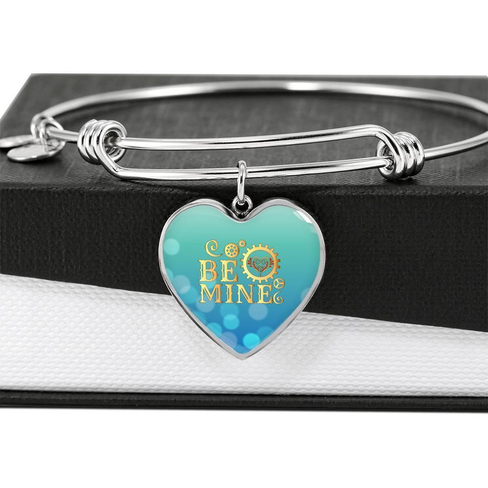 Be Mine Stainless Steel or 18k Gold Heart Bangle Bracelet - Express Your Love Gifts