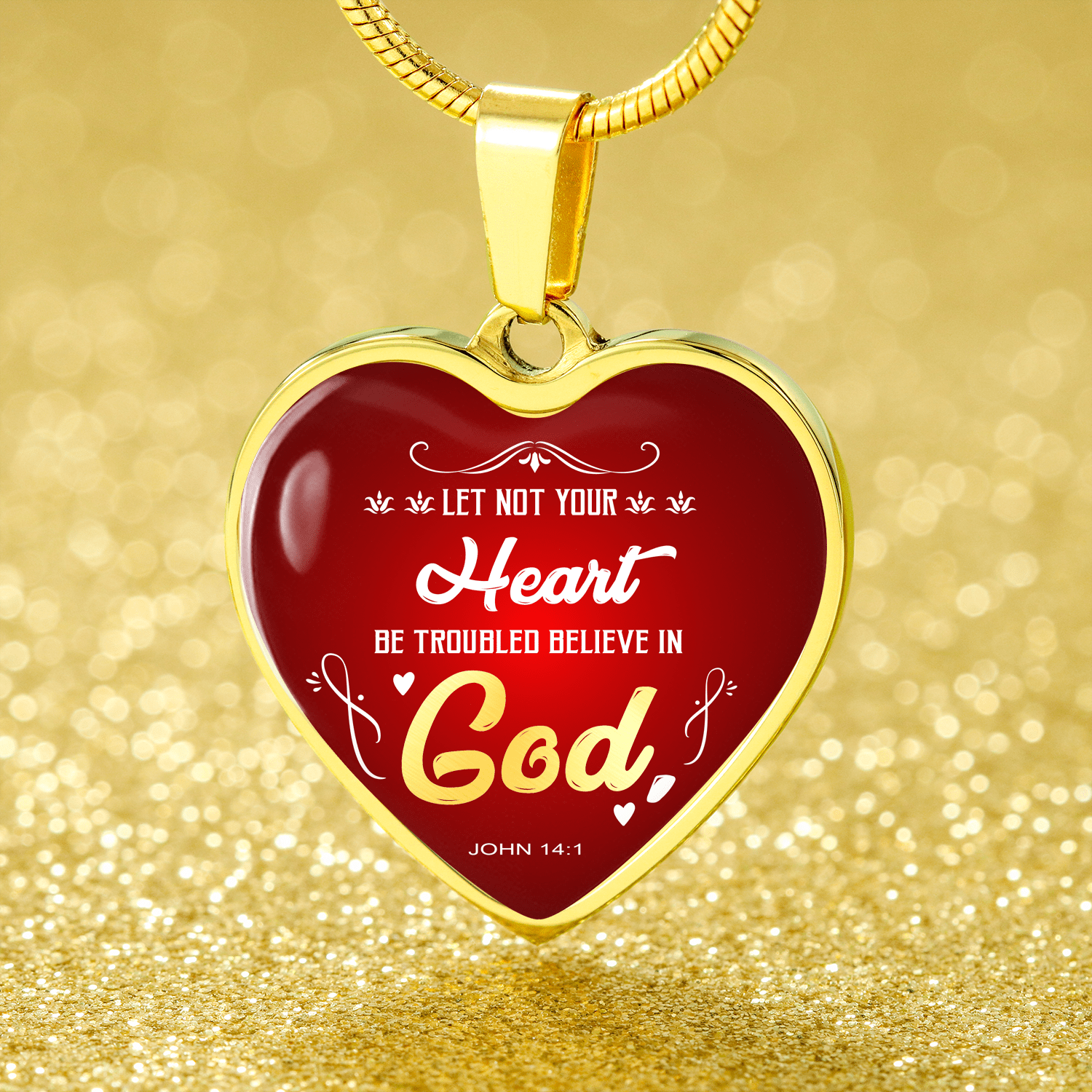 Bible Verse Necklace Be Not Troubled Stainless Steel or 18k Gold Pendant 18-22" - Express Your Love Gifts