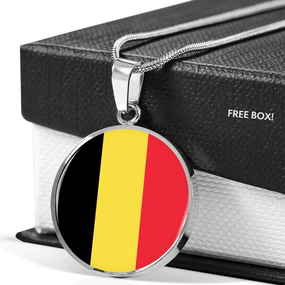 Belgium Flag Necklace Belgium Flag Stainless Steel or 18k Gold 18-22" - Express Your Love Gifts