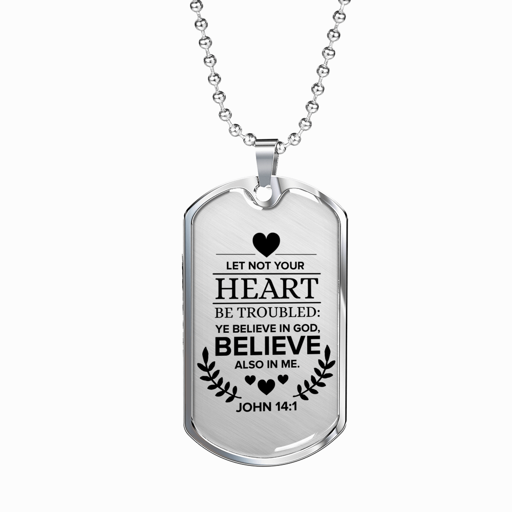 Believe In God Believe Also In Me Necklace Stainless Steel or 18k Gold Dog Tag 24" Chain-Express Your Love Gifts