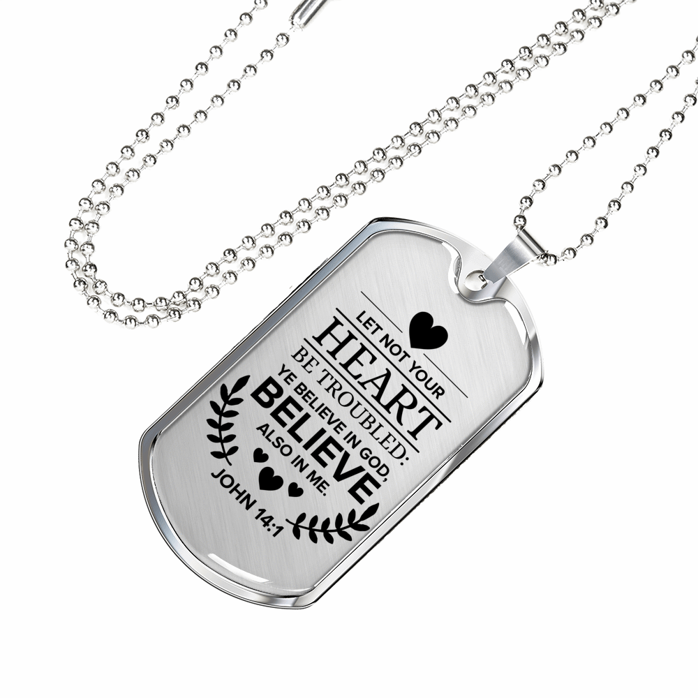 Believe In God Believe Also In Me Necklace Stainless Steel or 18k Gold Dog Tag 24" Chain-Express Your Love Gifts