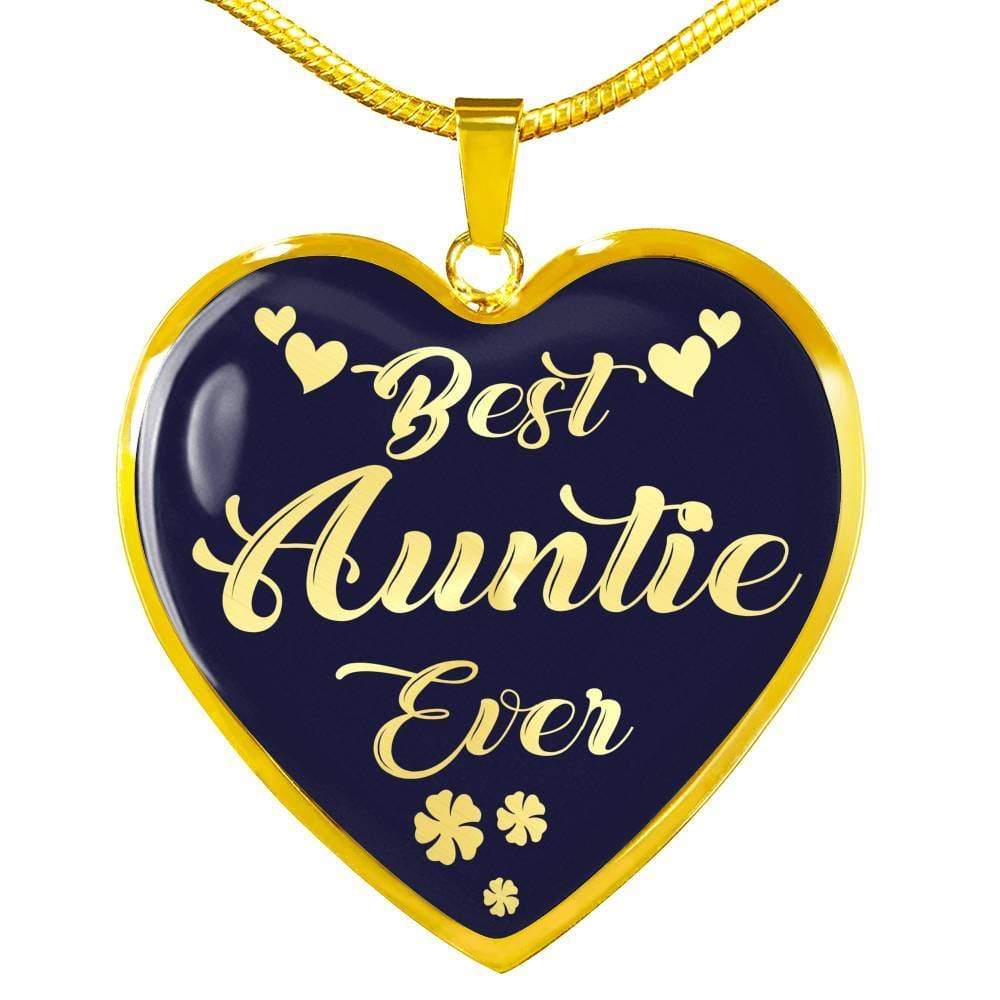 Best Auntie Ever Heart Pendant Stainless Steel or 18k Gold Heart Necklace 18-22" - Express Your Love Gifts