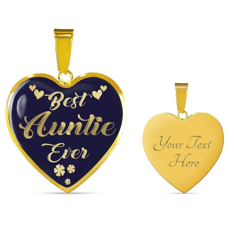 Best Auntie Ever Heart Pendant Stainless Steel or 18k Gold Heart Necklace 18-22" - Express Your Love Gifts