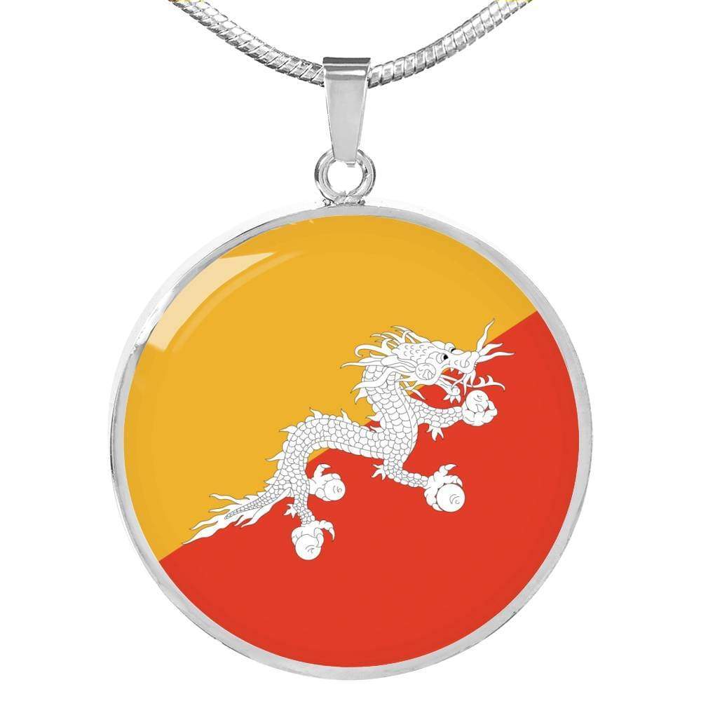 Bhutan Flag Necklace Bhutan Flag Stainless Steel or 18k Gold 18-22" - Express Your Love Gifts