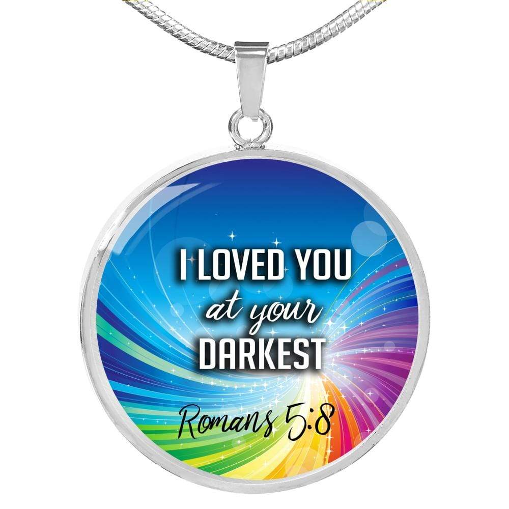 Bible Verse Gift Circle Romans Pendant Necklace Stainless Steel or 18k Gold 18-22" - Express Your Love Gifts