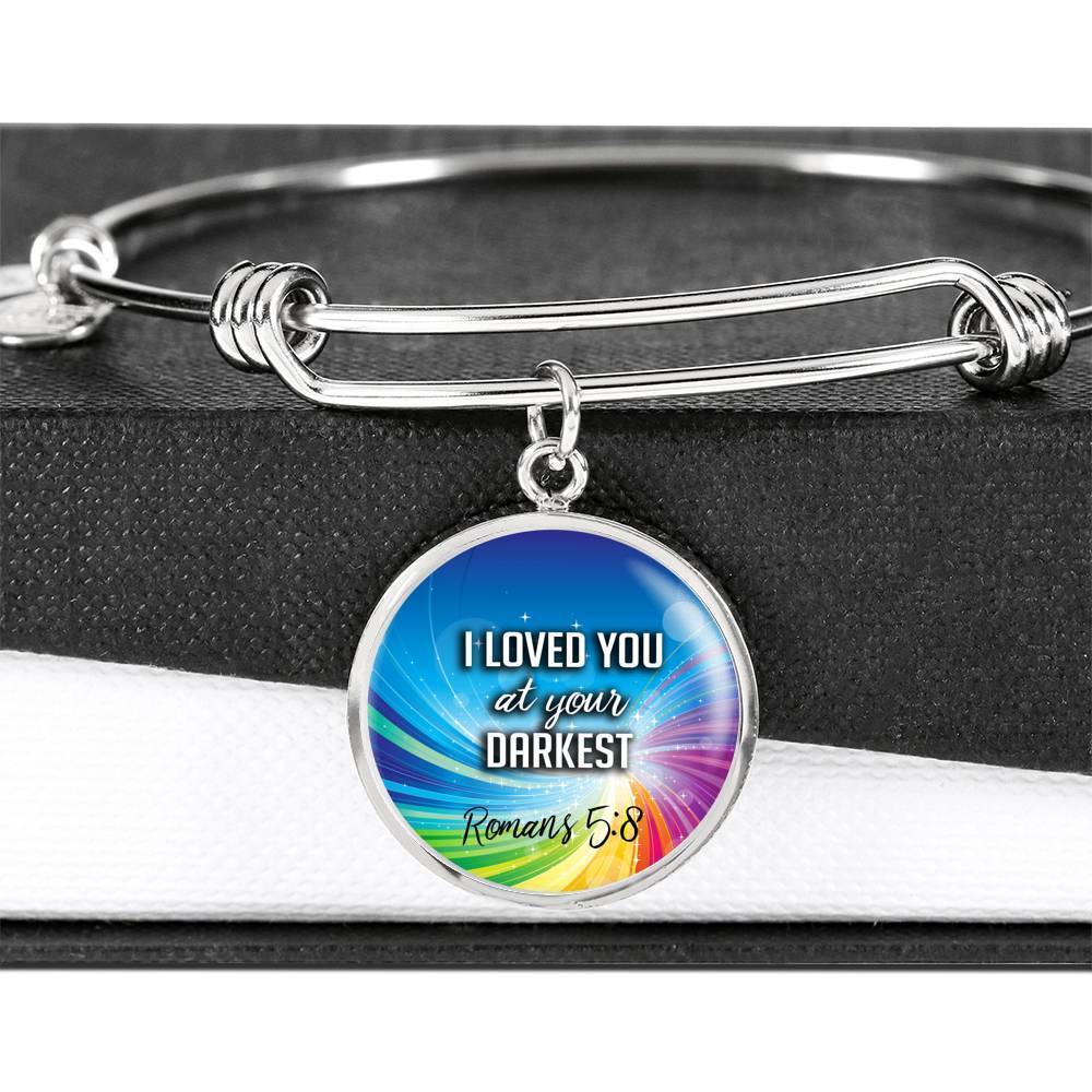 Bible Verse Gift Circle Romans Stainless Steel or 18k Gold Bracelet Bangle - Express Your Love Gifts