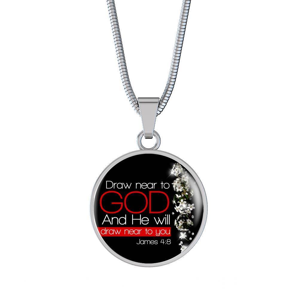 Bible Verse Necklace Presence Of God Circle Pendant Stainless Steel or 18k Gold 18-22"-Express Your Love Gifts