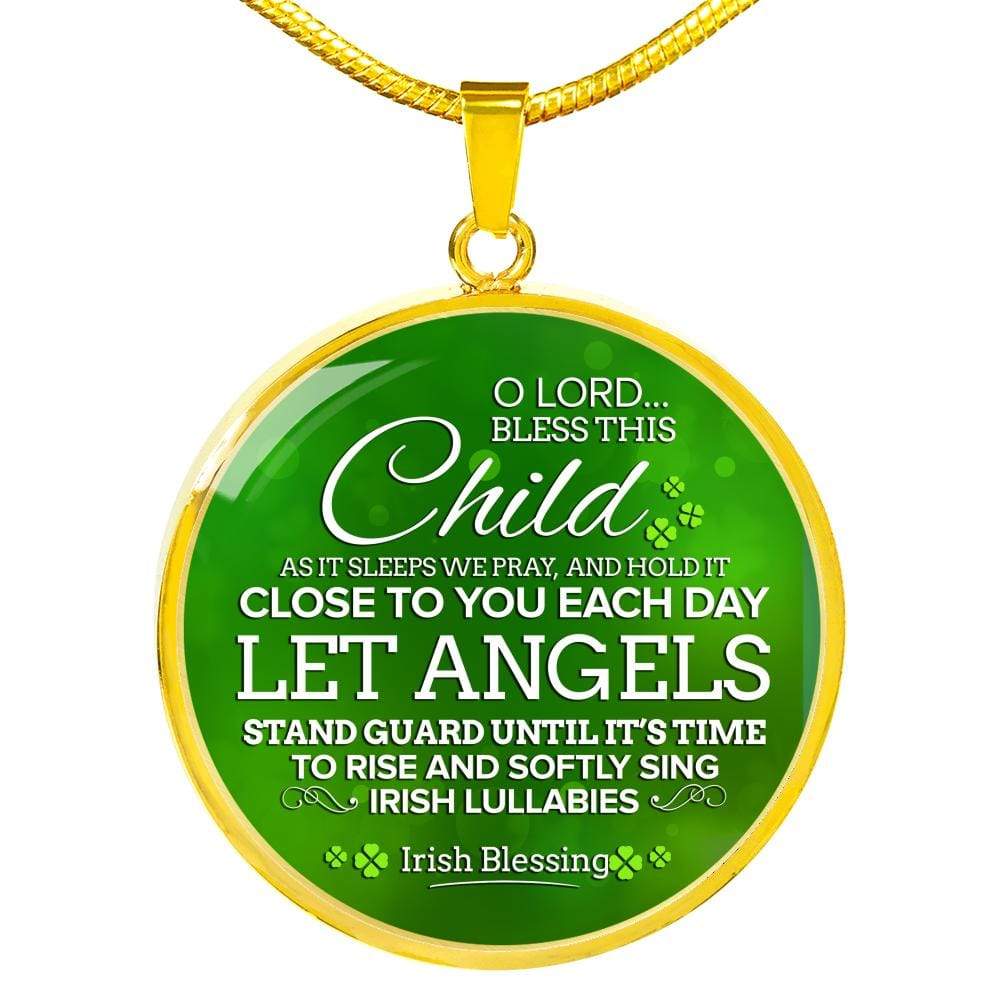 Bless This Child Circle Necklace Stainless Steel or 18k Gold 18-22" - Express Your Love Gifts