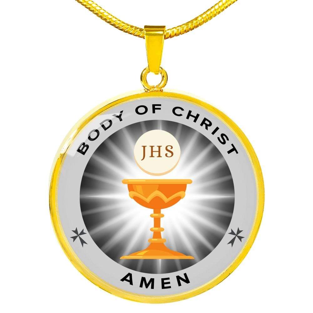 Body Of Christ Communion Circle Necklace Stainless Steel or 18k Gold 18-22" - Express Your Love Gifts