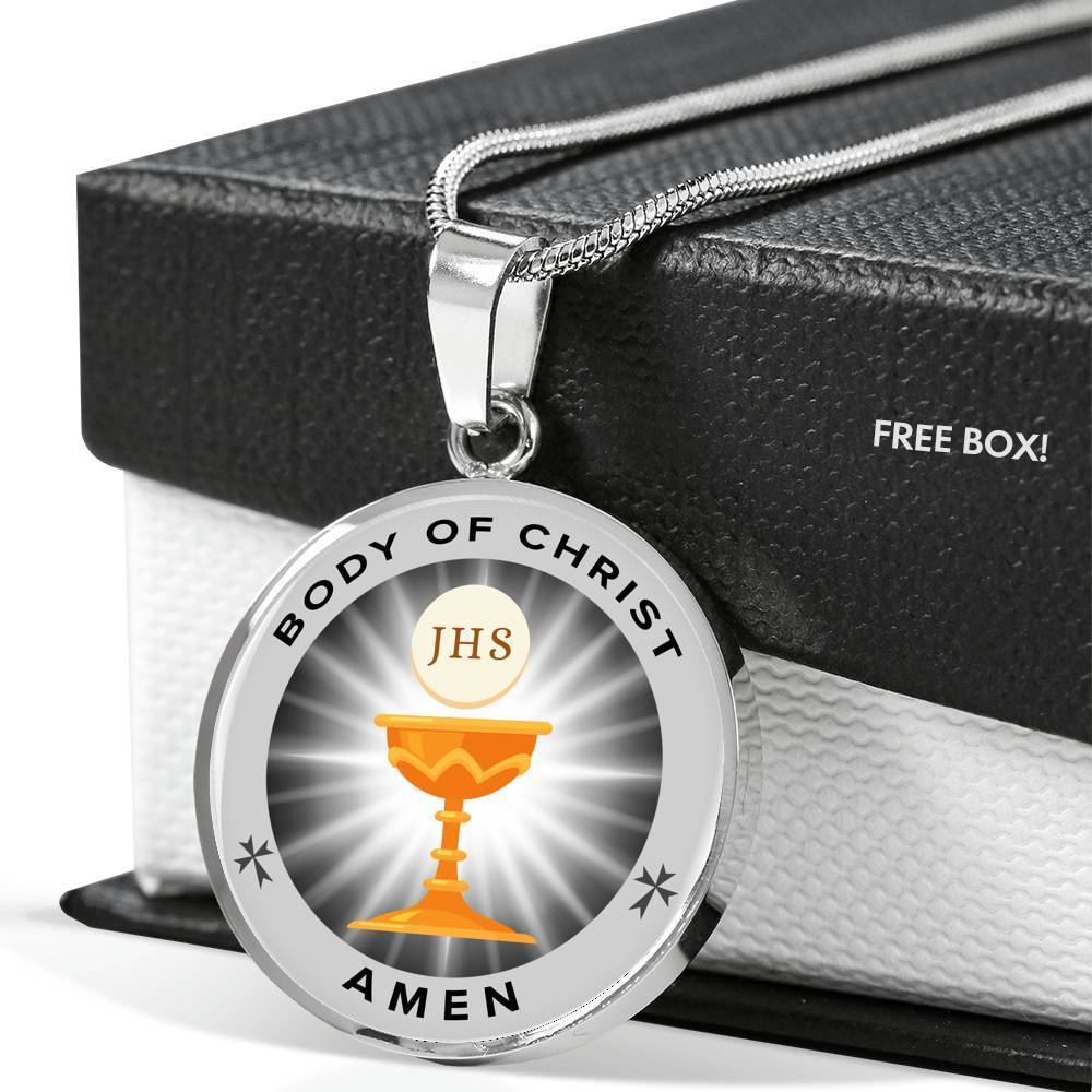 Body Of Christ Communion Circle Necklace Stainless Steel or 18k Gold 18-22" - Express Your Love Gifts