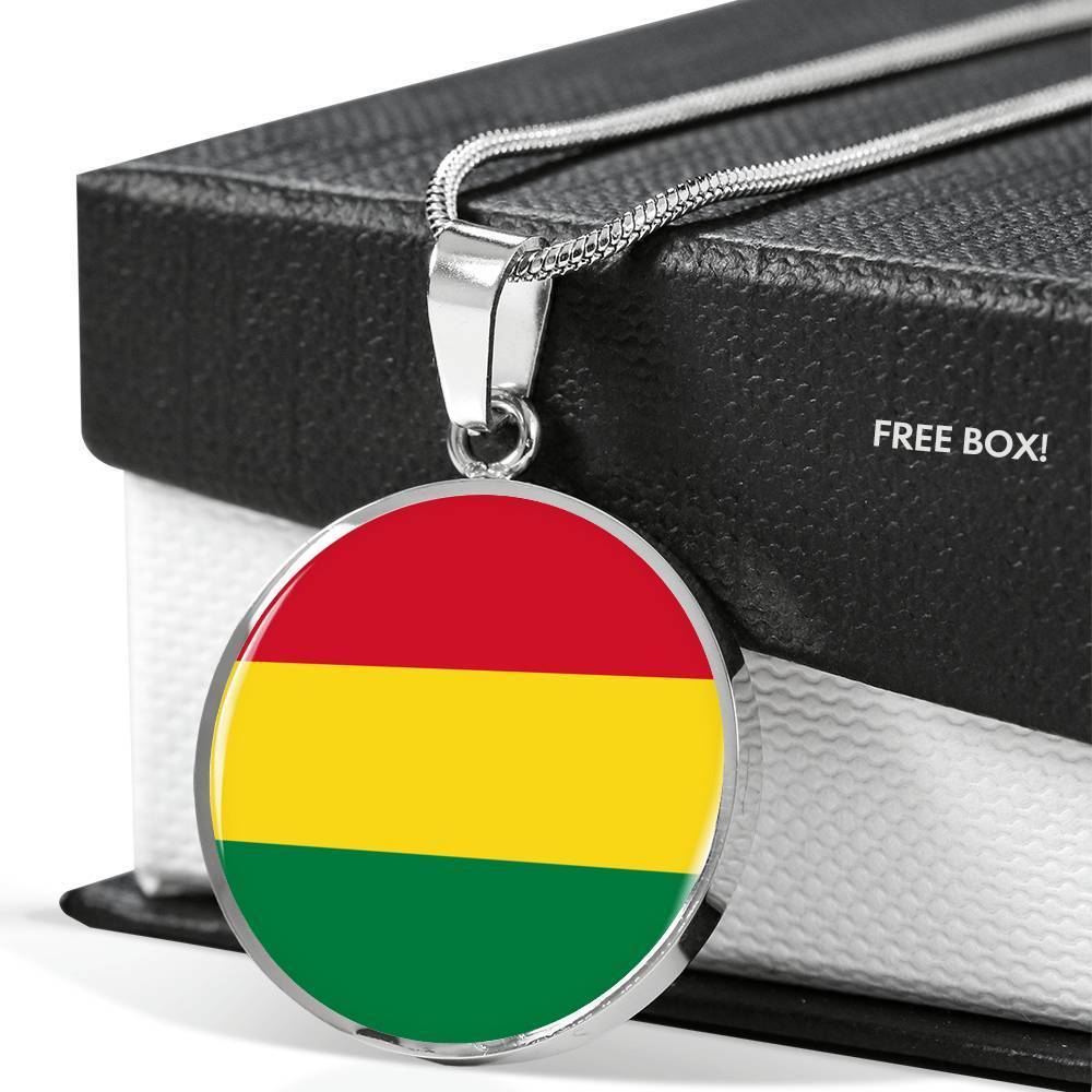 Bolivia Flag Necklace Bolivia Flag Stainless Steel or 18k Gold 18-22" - Express Your Love Gifts