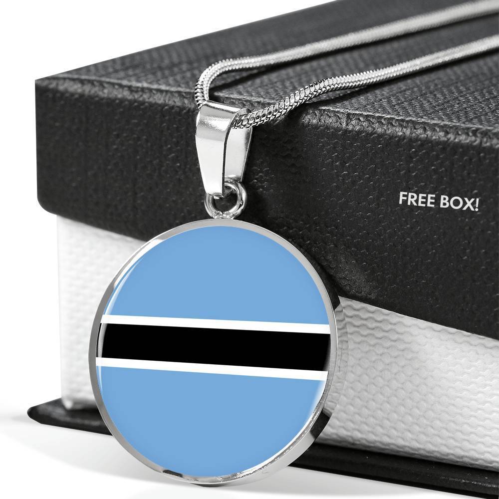 Botswana Flag Necklace Botswana Flag Stainless Steel or 18k Gold 18-22" - Express Your Love Gifts